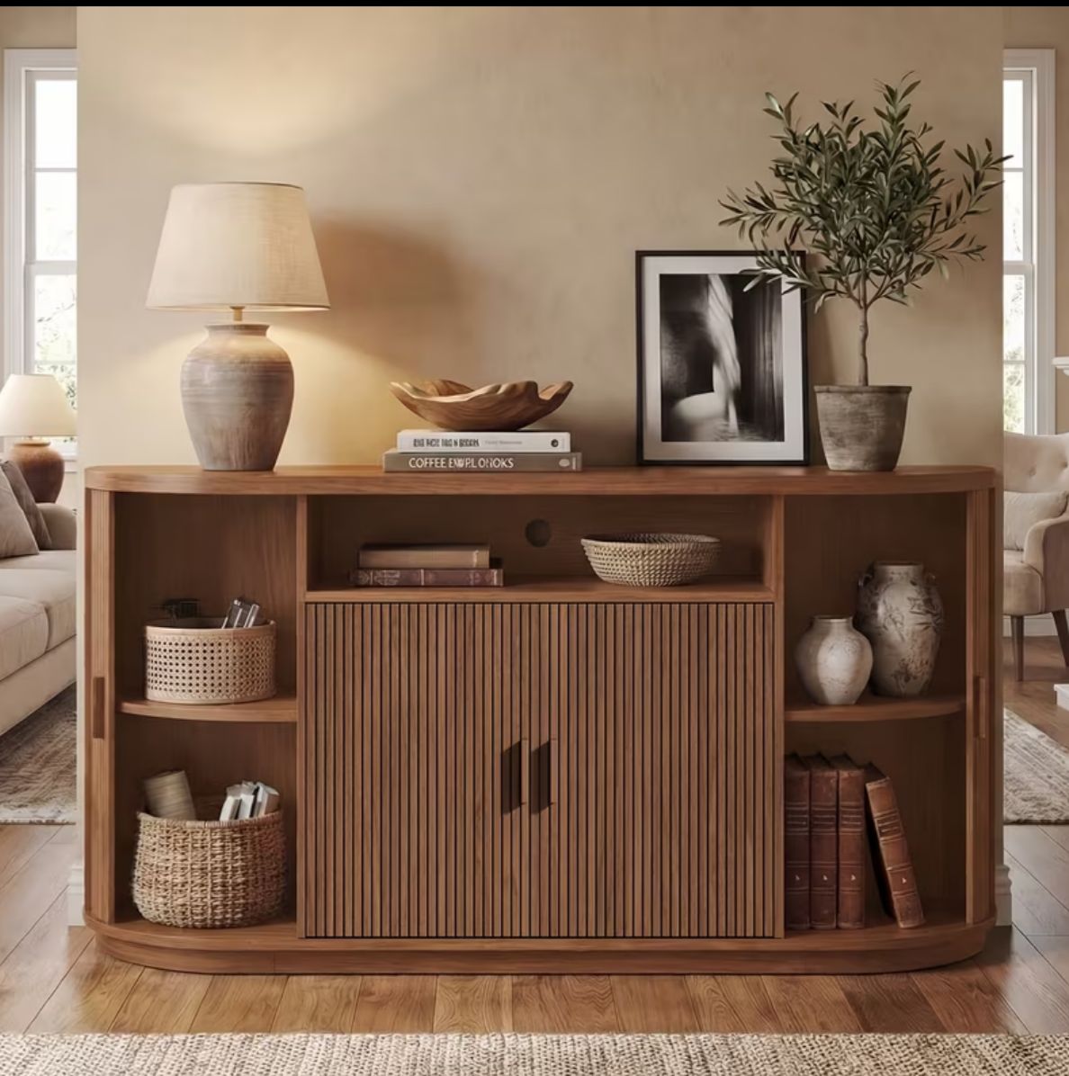 Sideboard cabinet pecan